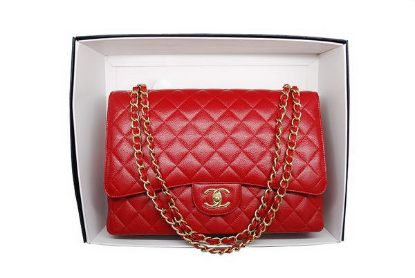 AAA Chanel Maxi Double Flaps Bag A36098 Red Original Caviar Leather Gold Online